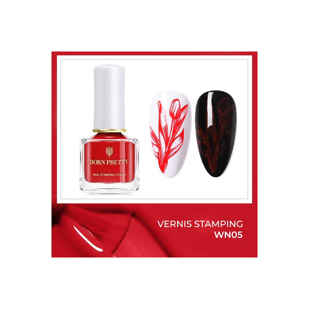 vernis stamping born pretty 42857-5 fraise nail shop